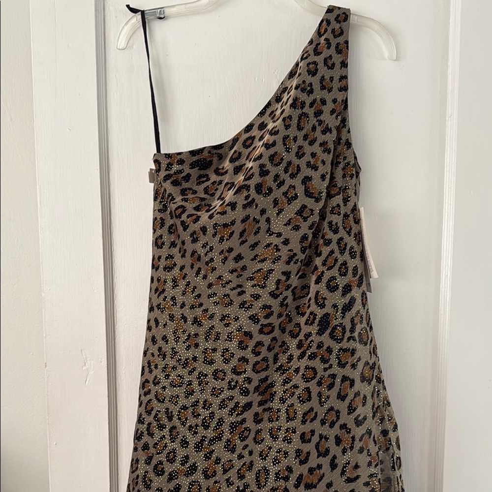 Leopard Print One-Shoulder Dress